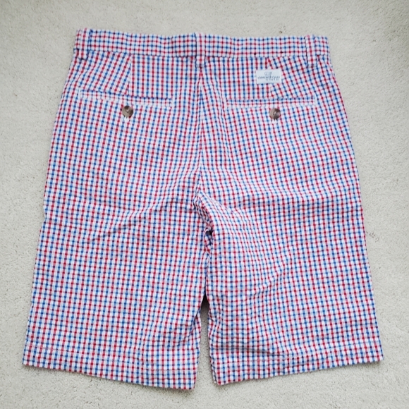 SOLD Vineyard Vines Boys Red, White And Blue Gingham Seersucker Shorts sz14 - Picture 14 of 16